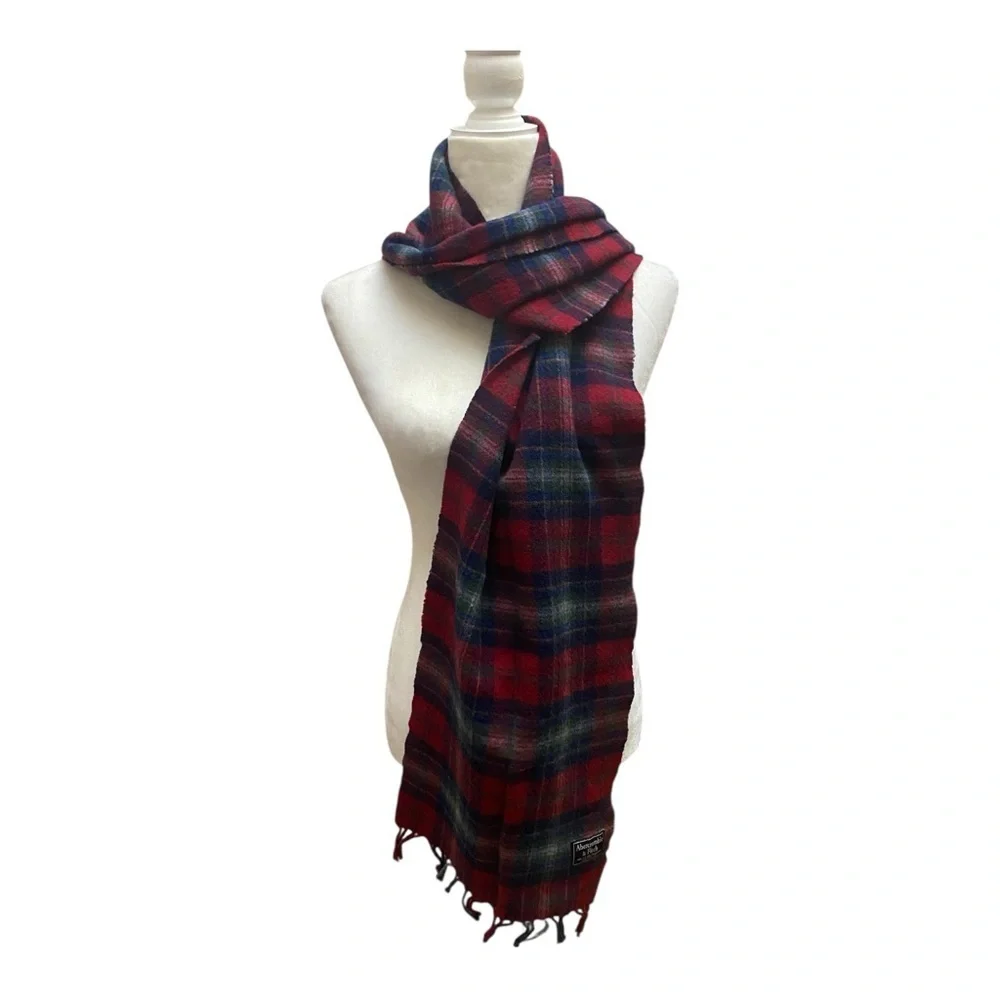 Abercrombie Fitch Unisex Tartan Red Plaid Winter Scarf Y2k Snow Days Preppy